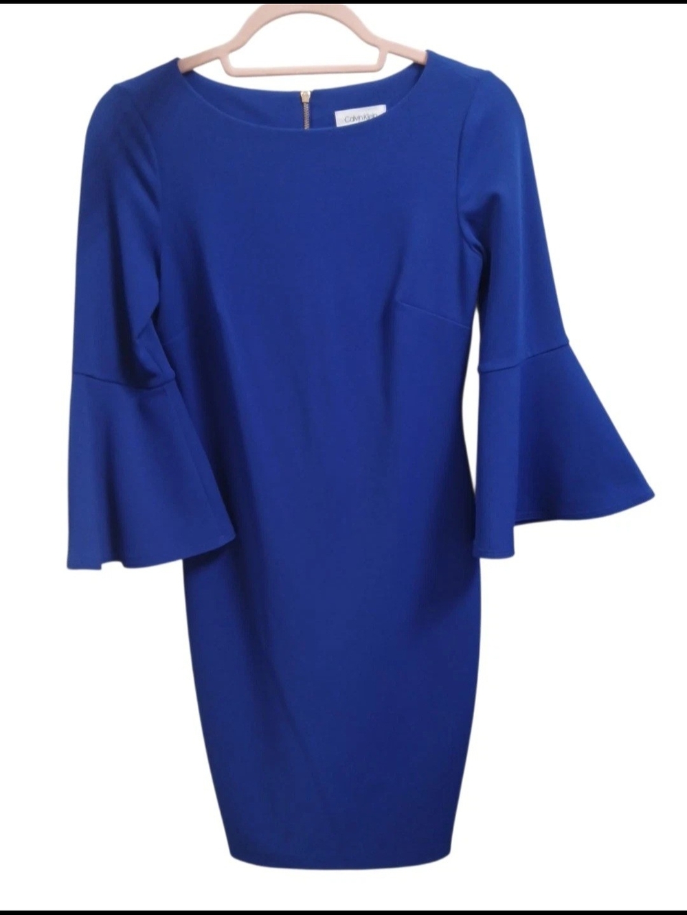 Calvin Klein Royal Blue Bell-Sleeve Sheath Dress #214